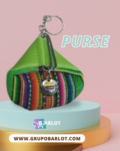Monedero tipo cartera tejido y cuero